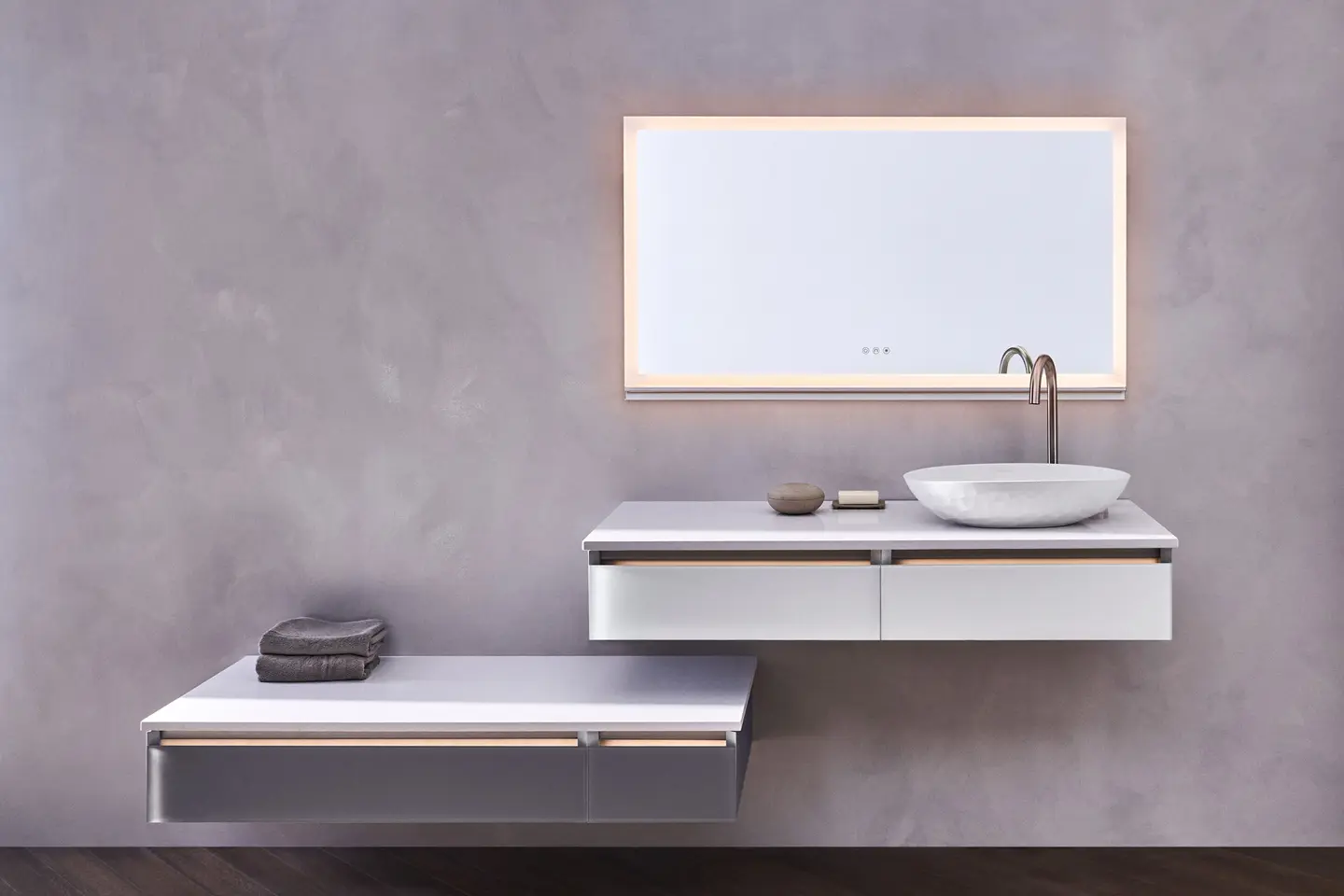 minimalist luxury bathroom with sleek elegant vanities and beautiful bathroom mi