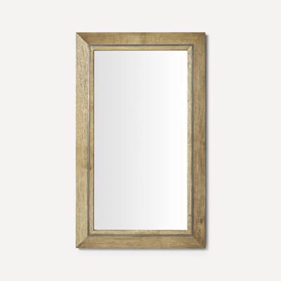 Wood 24%22 X 40%22 Mirror With Metal Inlay
